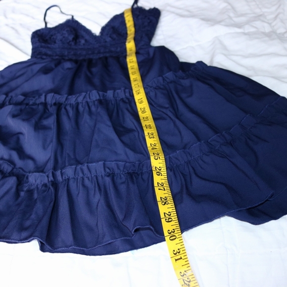 Navy Blue Spaghetti Strap Ruffle Mini Dress with Bow back, Small - Picture 9 of 12